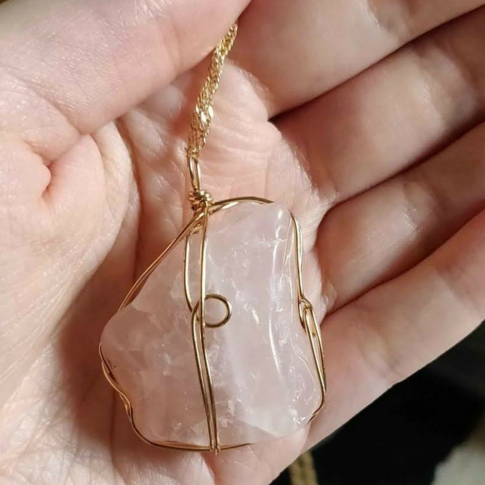 Large Raw Wire Wrapped Natural Healing Crystal Necklaces